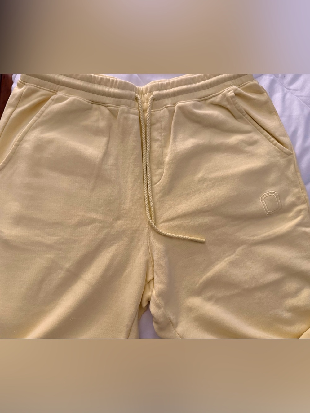 Men's Soft Drawstring Joggers in Pale Cream